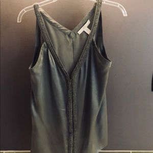 EUC slate silk Banana Republic top detailed beads